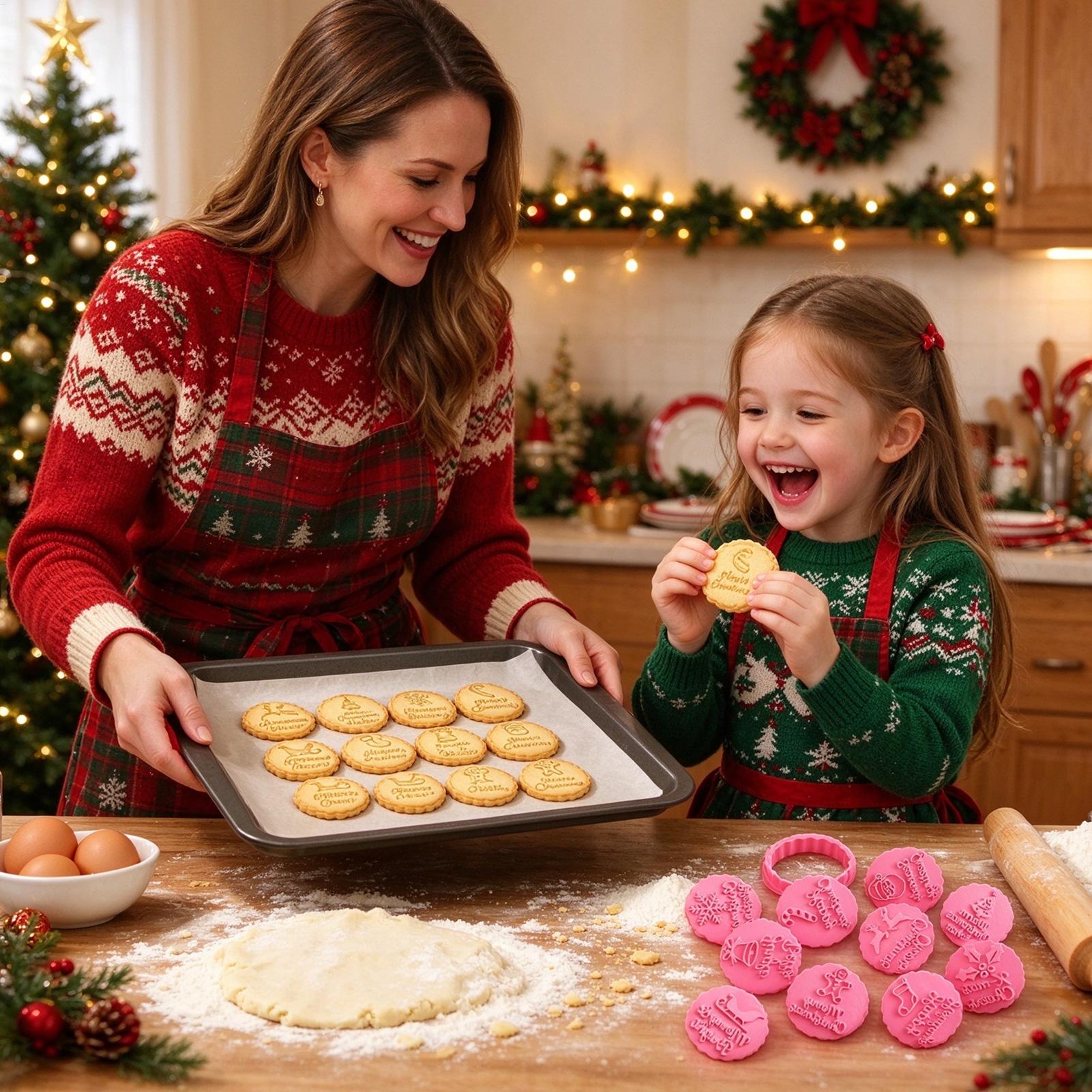 Baking Kitchen Set - Kerstkoekjesvormenset, 10 stuks, vakantiebakgereedschap, 3D-kerstman, rendier,